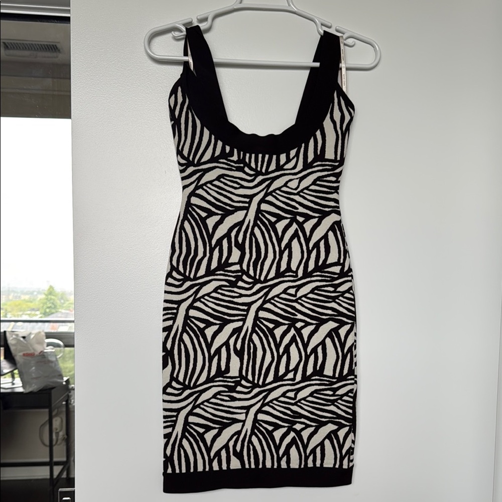 Herve Leger Black and White Bodycon Mini Dress